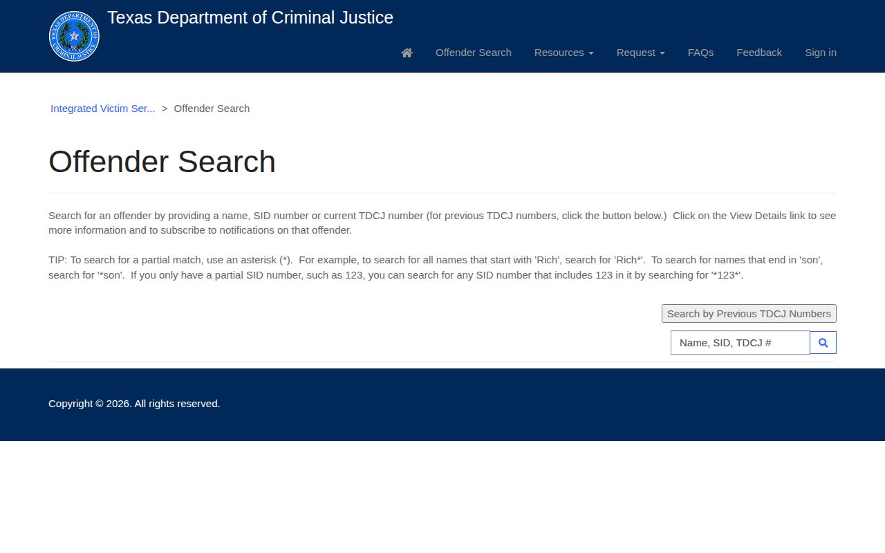 TDCJ IVSS person search for Fisher County release and supervision status