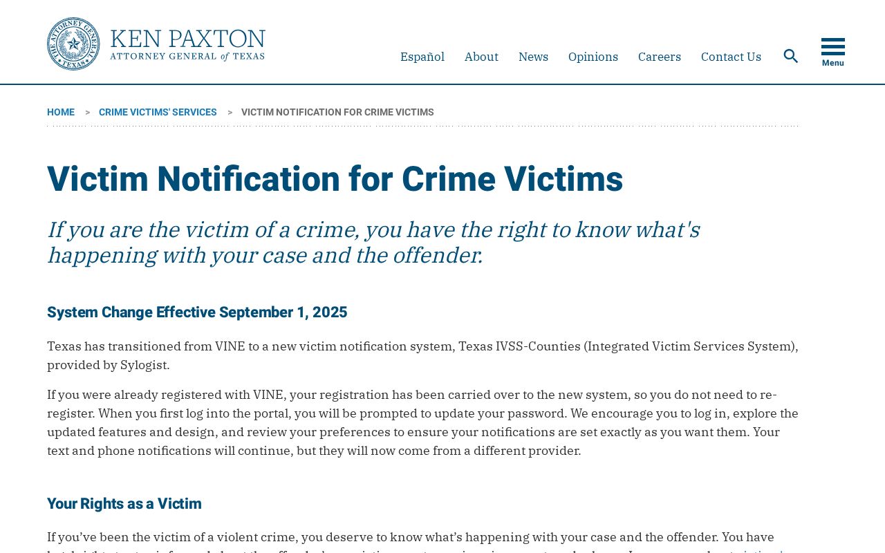 Texas Attorney General IVSS-Counties notification information for Fisher County